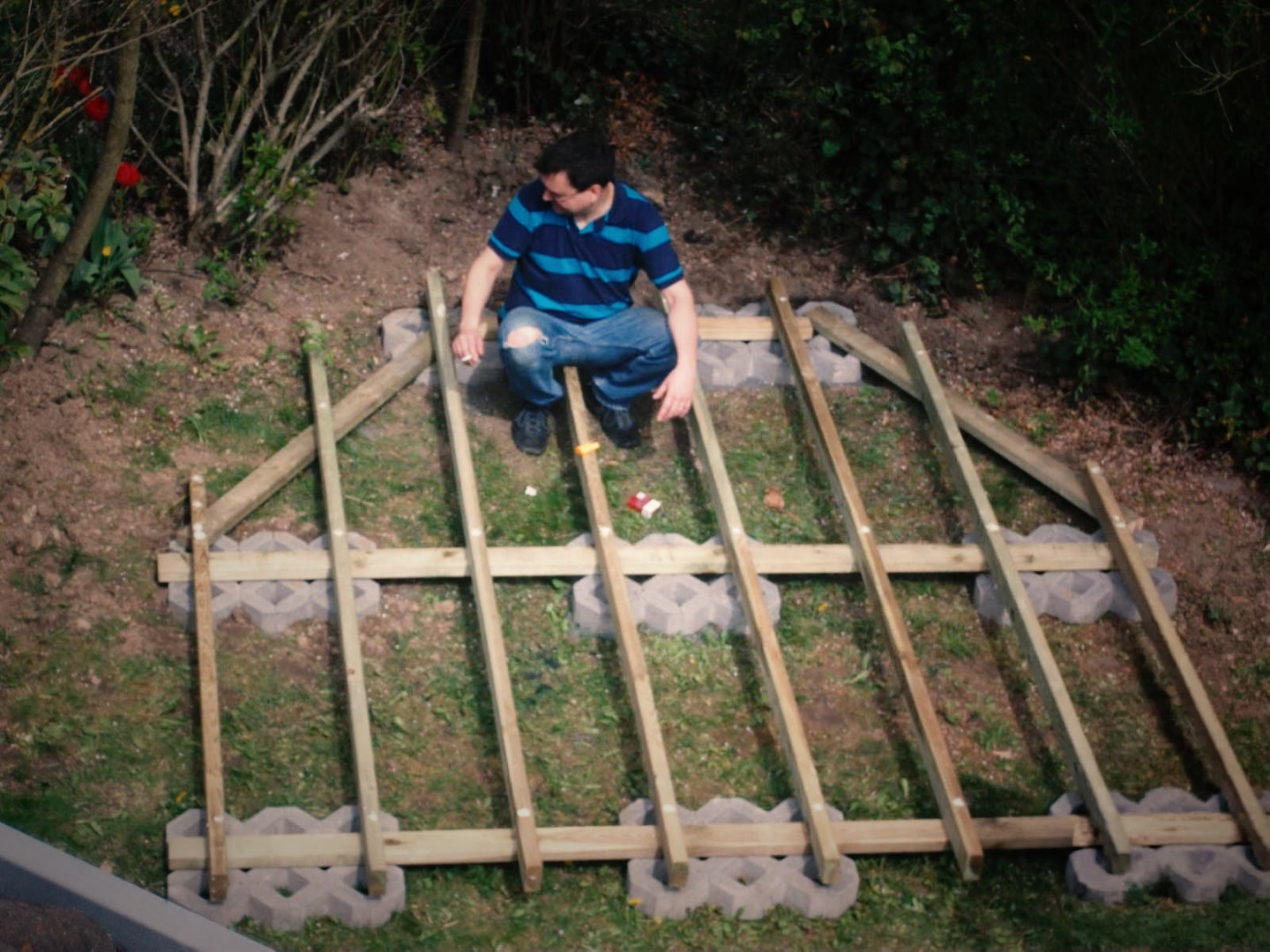 The joists on the blocks