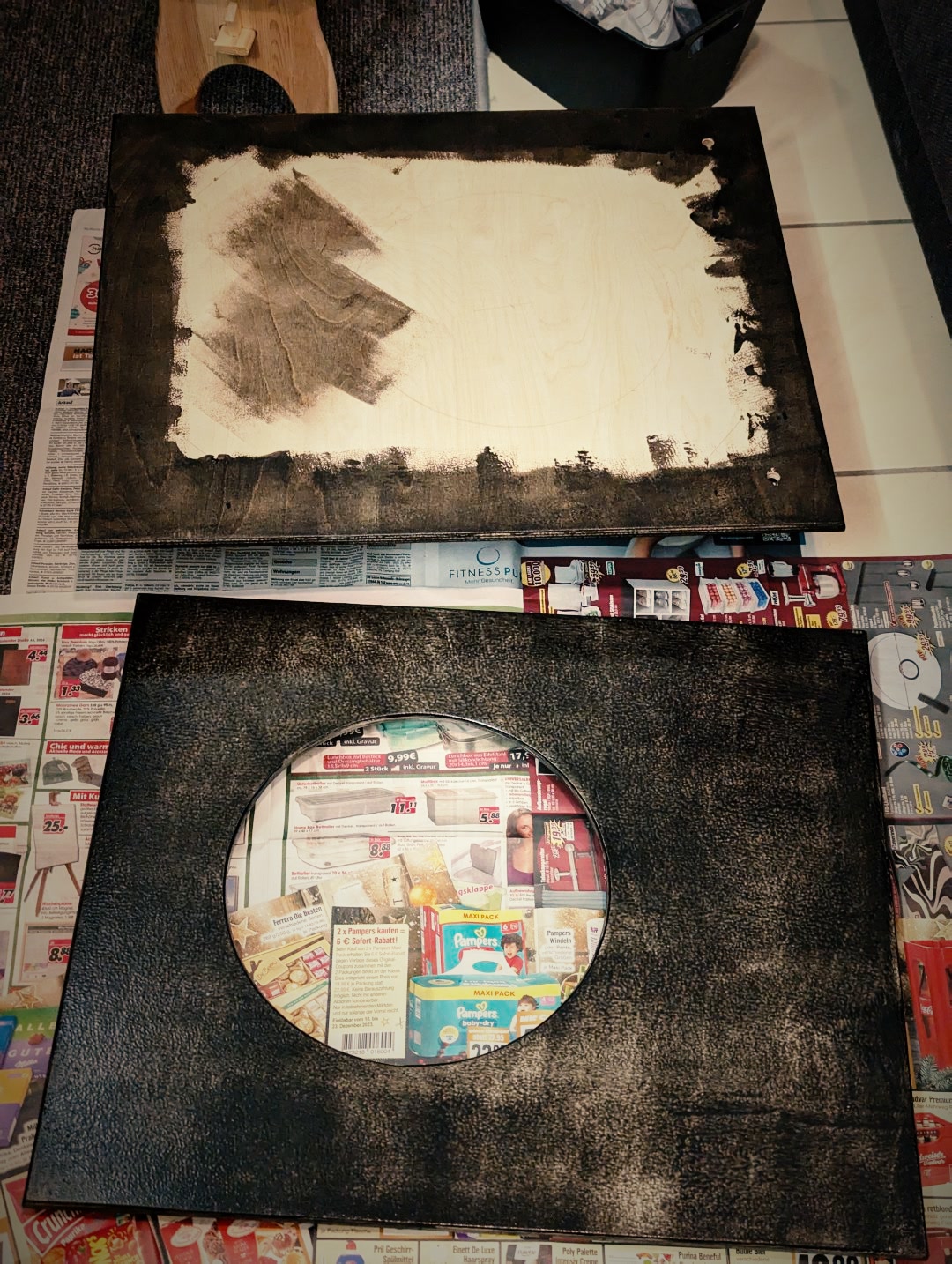 Front and back panel being painted