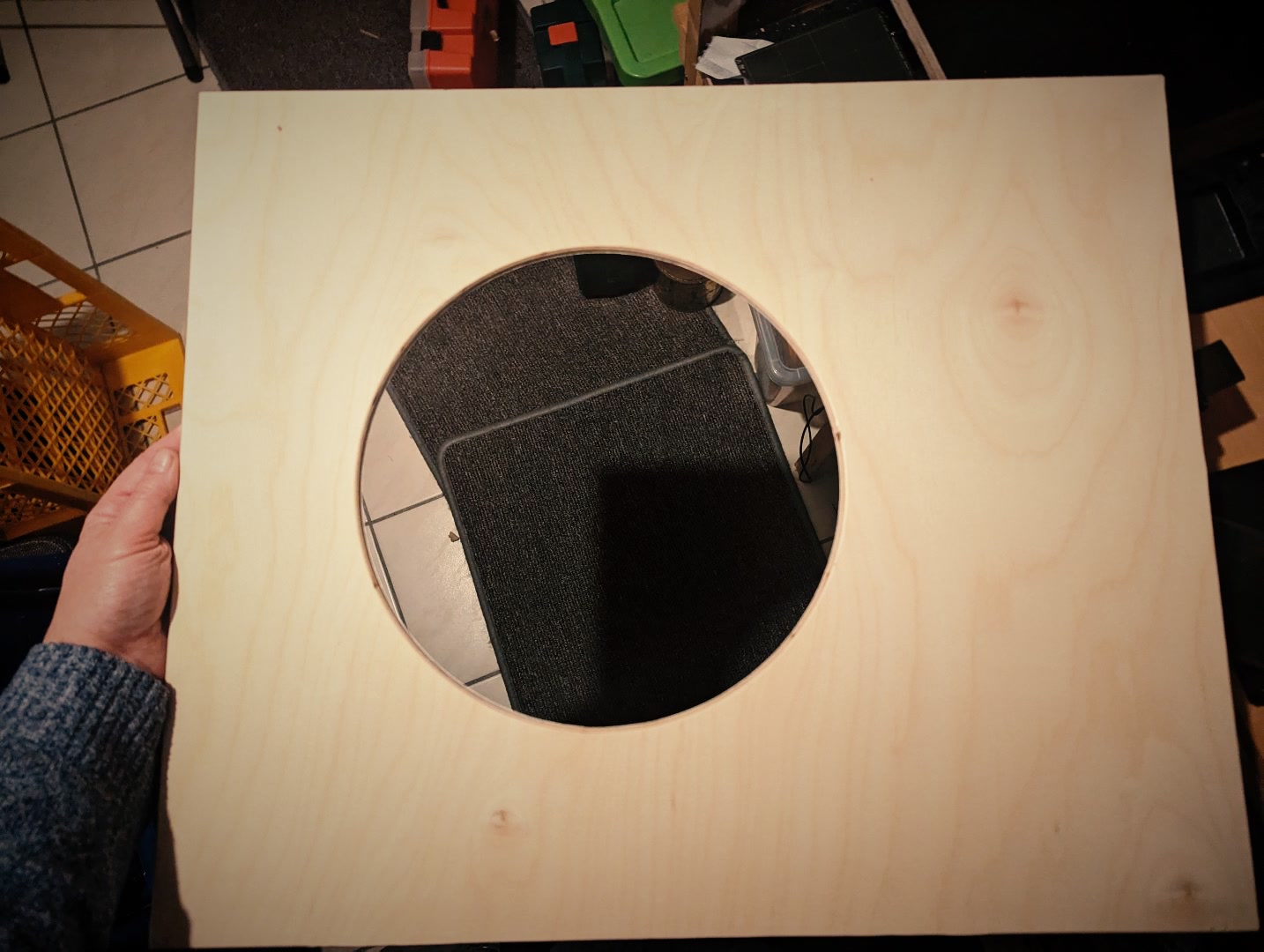 The front panel with the cut-out